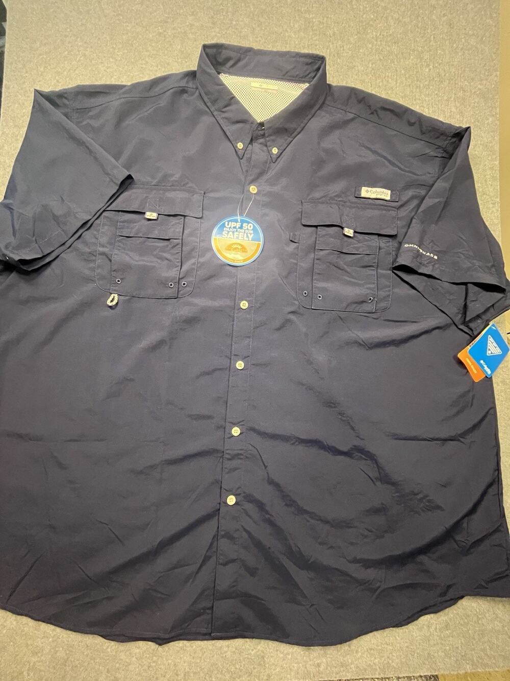 NEW Columbia PFG Bahama II Mens 4XT Navy Fishing Shirt Omni Shade UPF 50 NWT